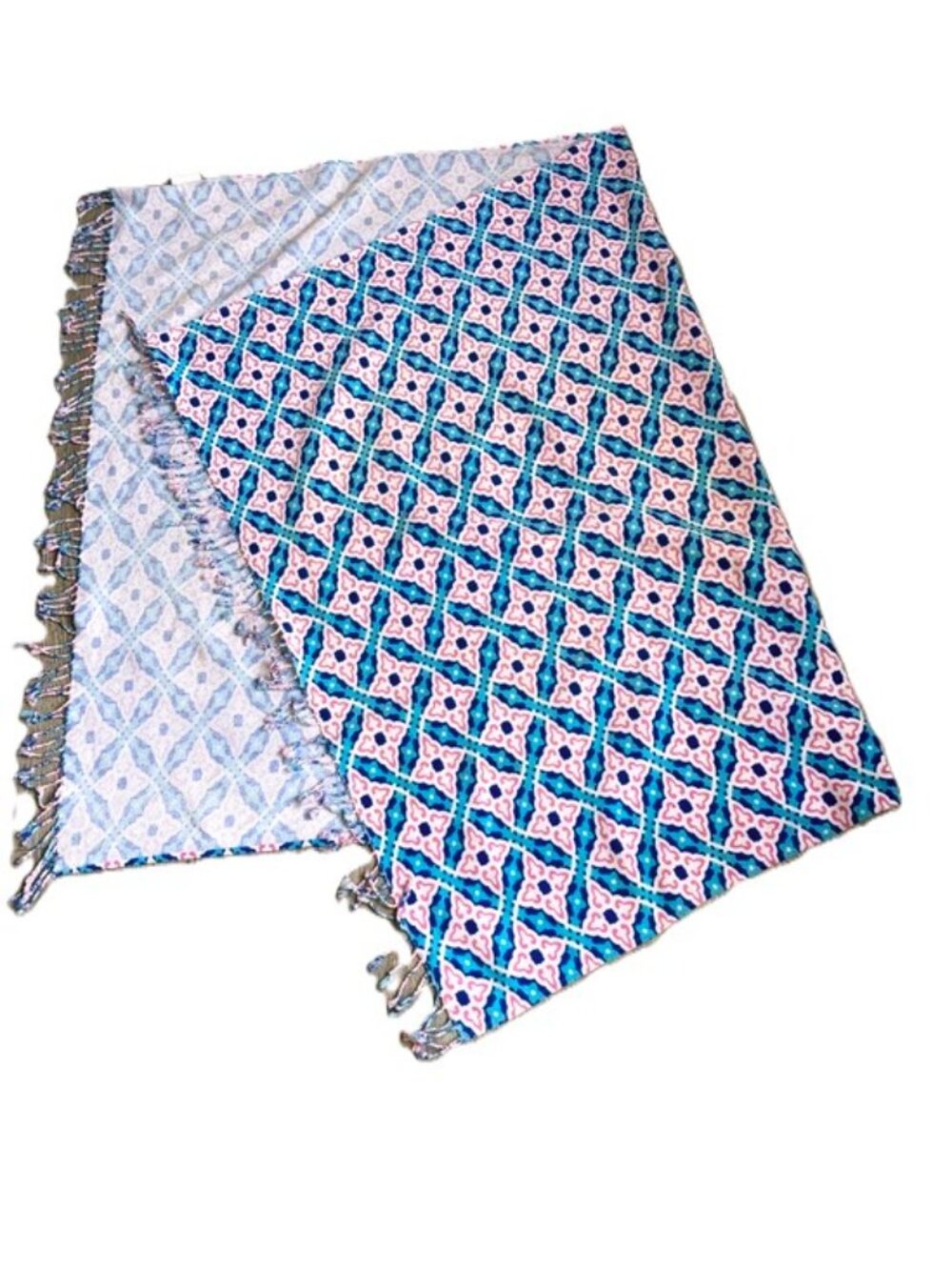 BATH and BODY WORKS Beach Picnic Throw Blanket Pink Blue Geo 38 x 60 inches